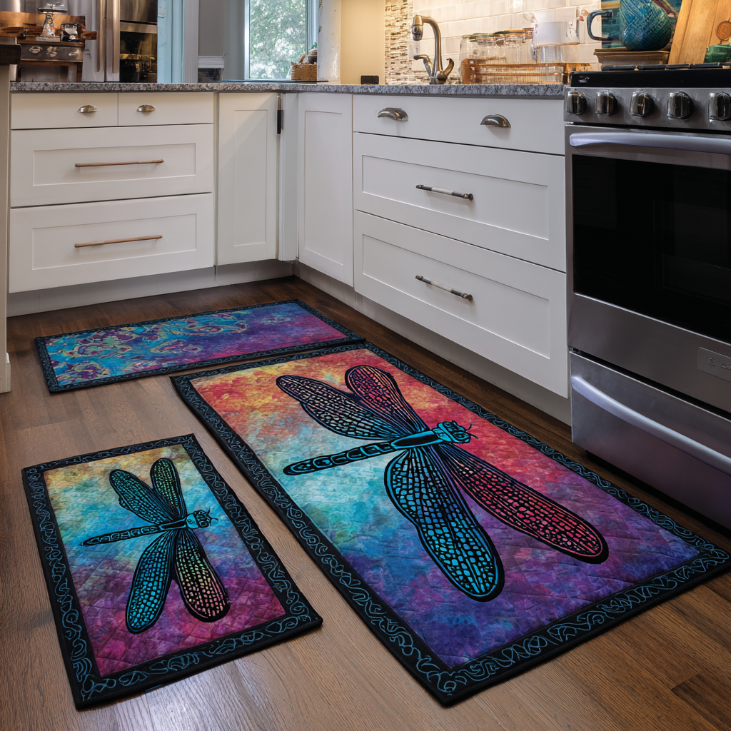 Non-slip kitchen rug with glowing dragonfly NCU0DK10927