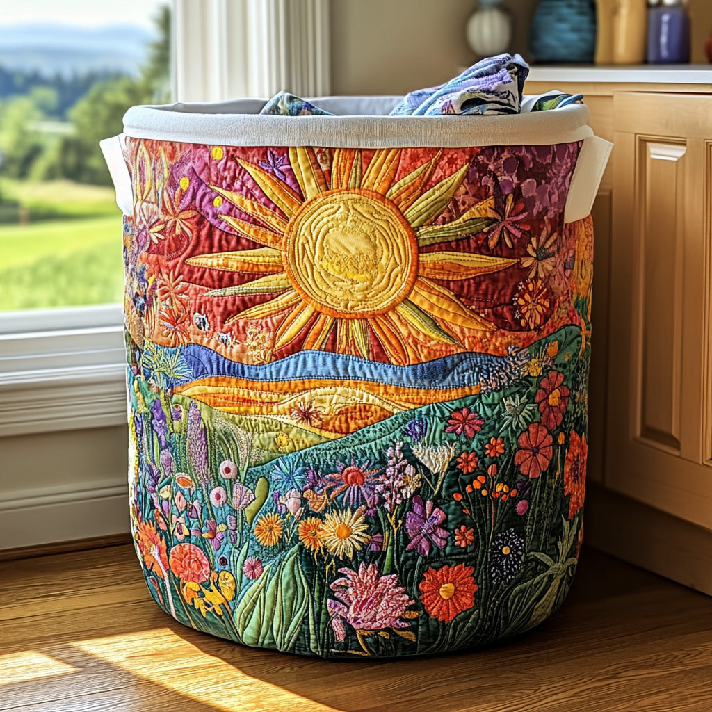 Quilted laundry basket with floral pattern NCU0PVL616
