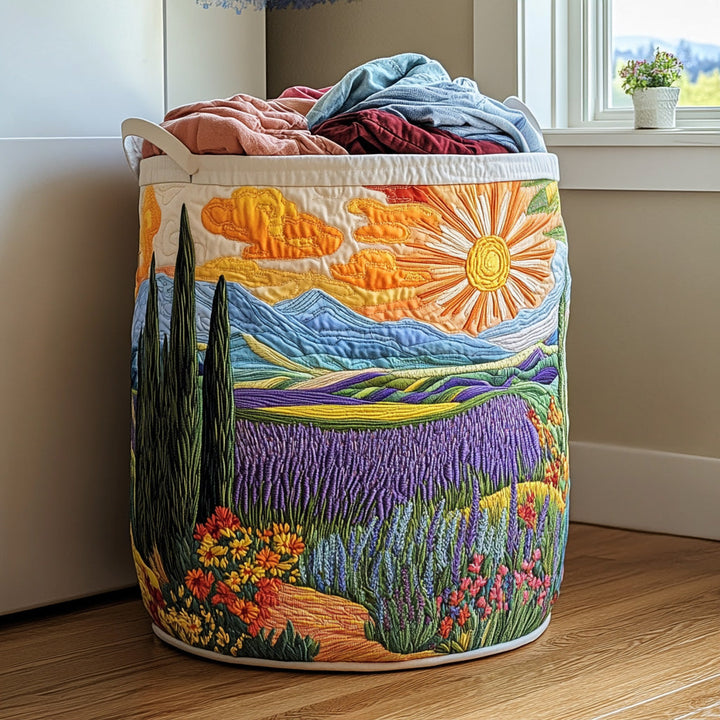 Quilted laundry basket with floral pattern NCU0PVL608