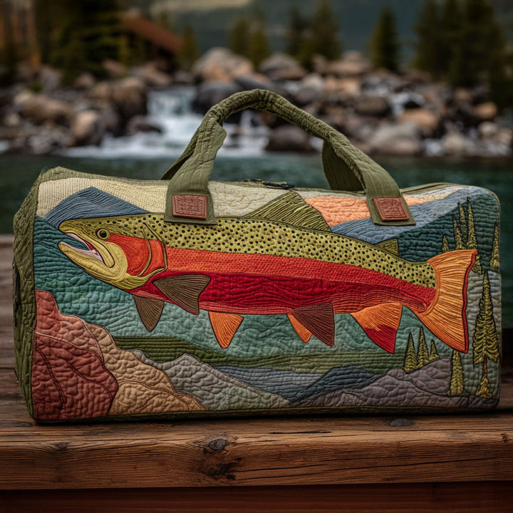 Quilted Travel Bag with Fishing Pattern NCU0VT259
