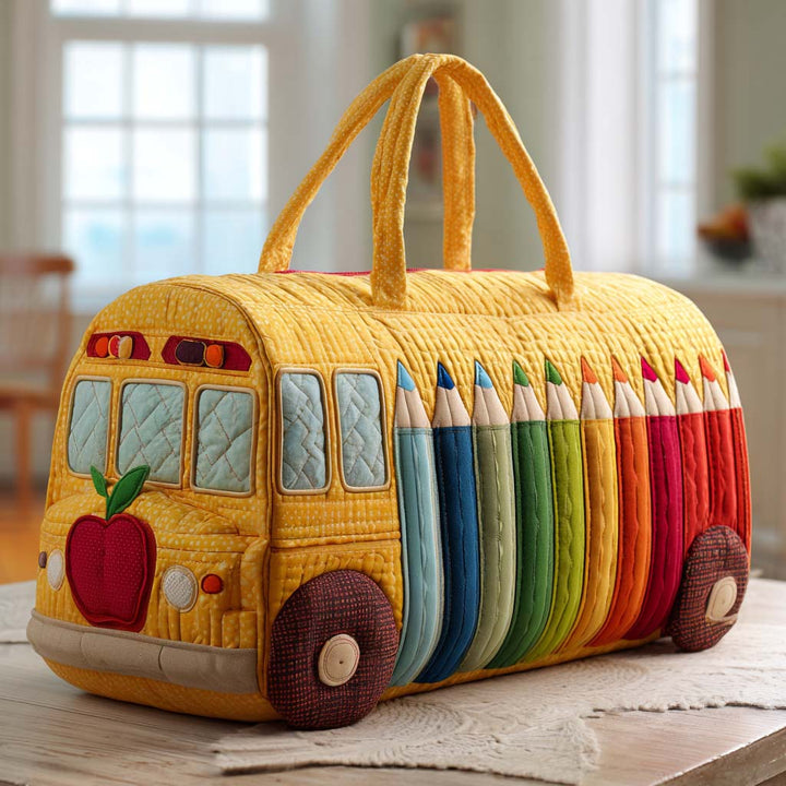 Quilted Shoulder Travel Bag with School-Inspired Motif NCU0VT243