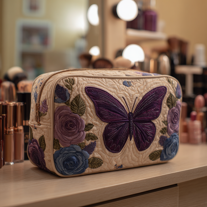 Quilted beauty case with butterfly NCU0DK10504