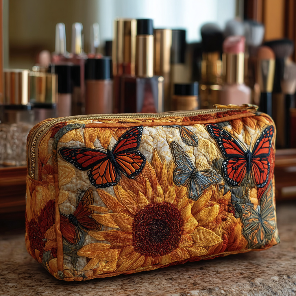 Quilted beauty case with blue pattern NCU0DK10510