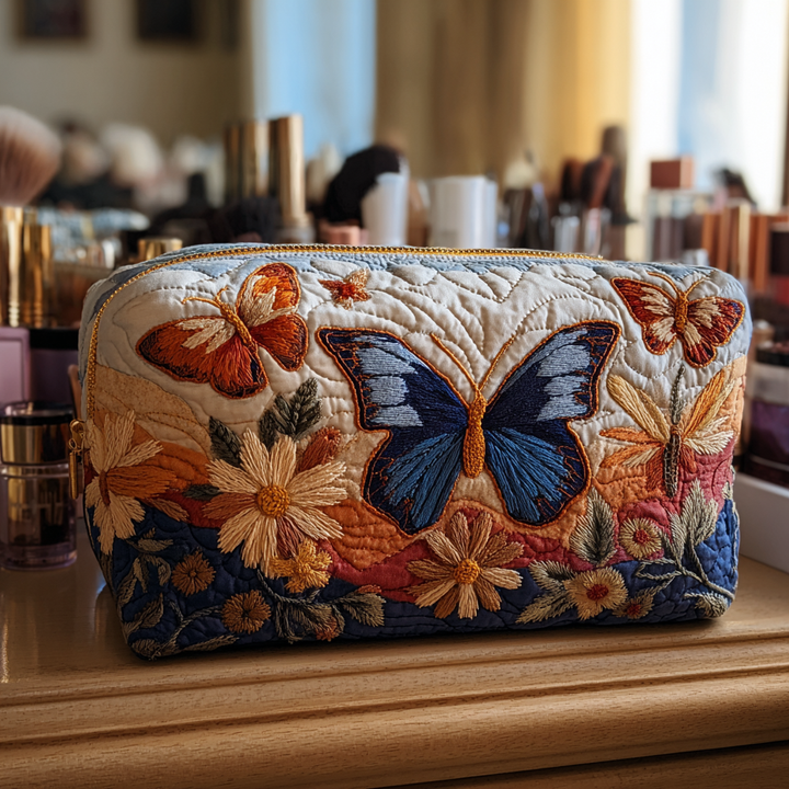 Quilted beauty case with elegant butterflies NCU0DK10506