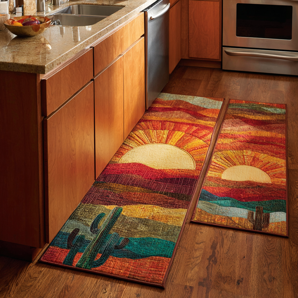 Non-slip kitchen rug with desert-style cactus NCU0DK10926