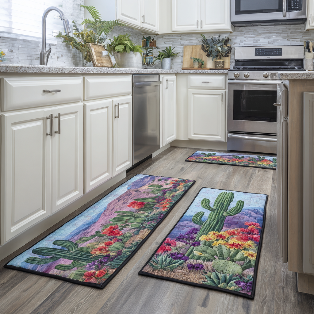 Non-slip kitchen rug with cactus and desert landscape NCU0DK10922