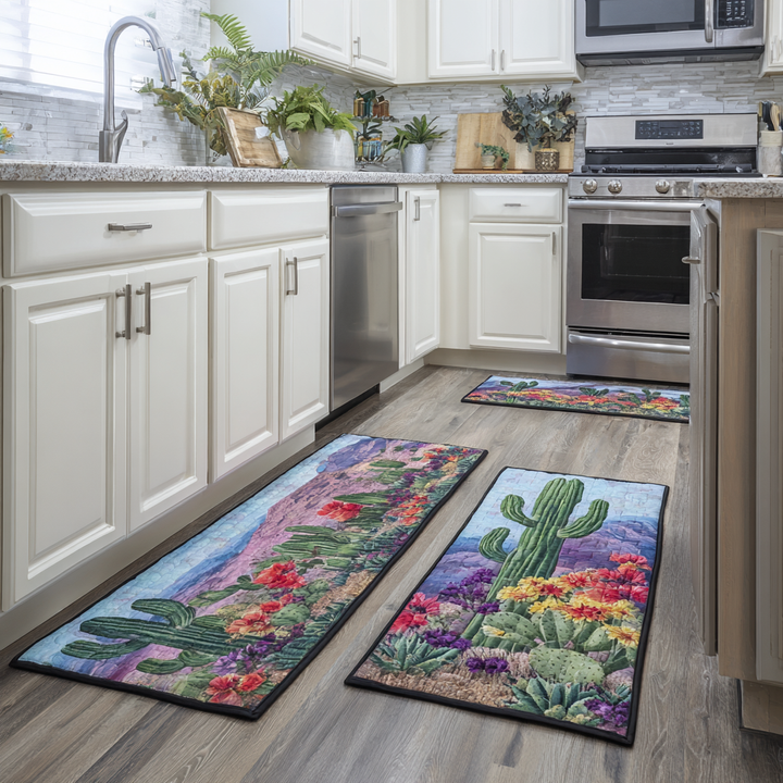 Non-slip kitchen rug with cactus and desert landscape NCU0DK10922