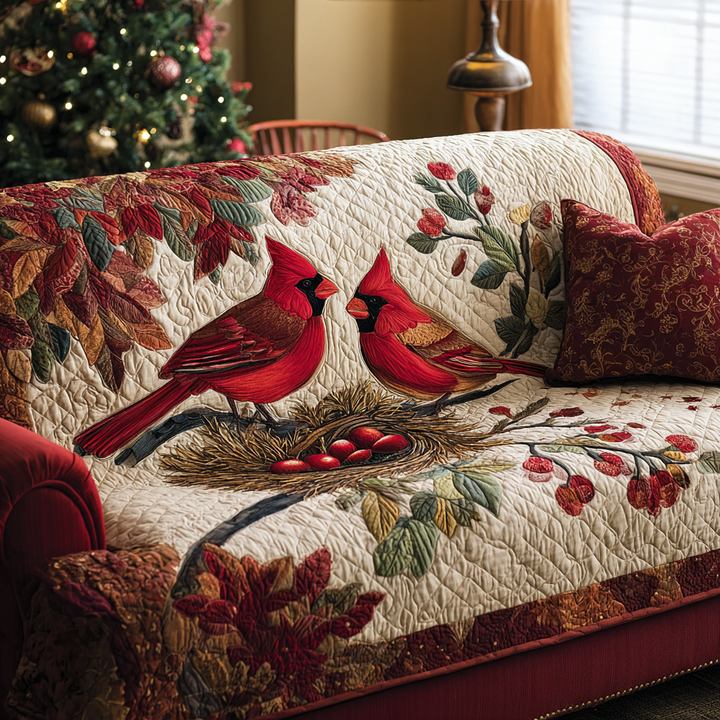 Quilted Sofa Cover with Cardinals NCU0DK11106