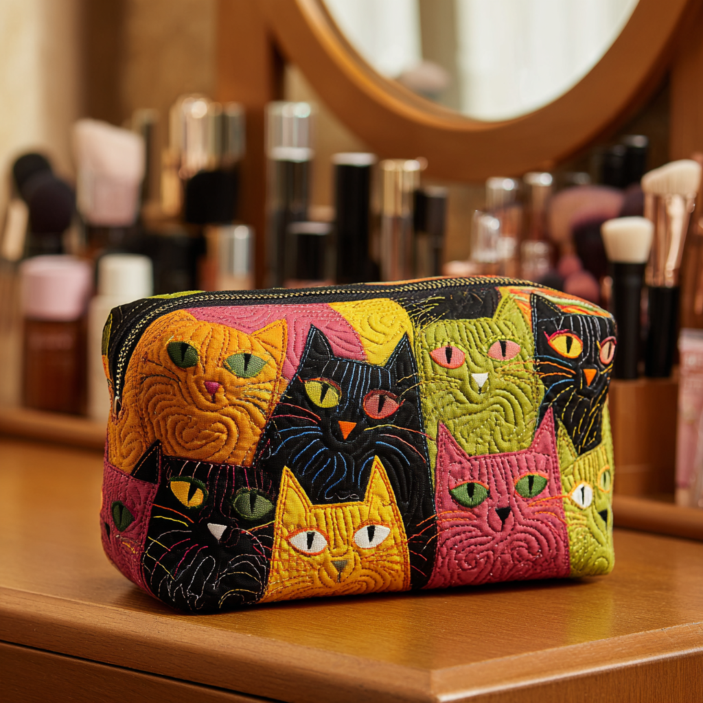 Quilted beauty case with cat in garden NCU0DK10143