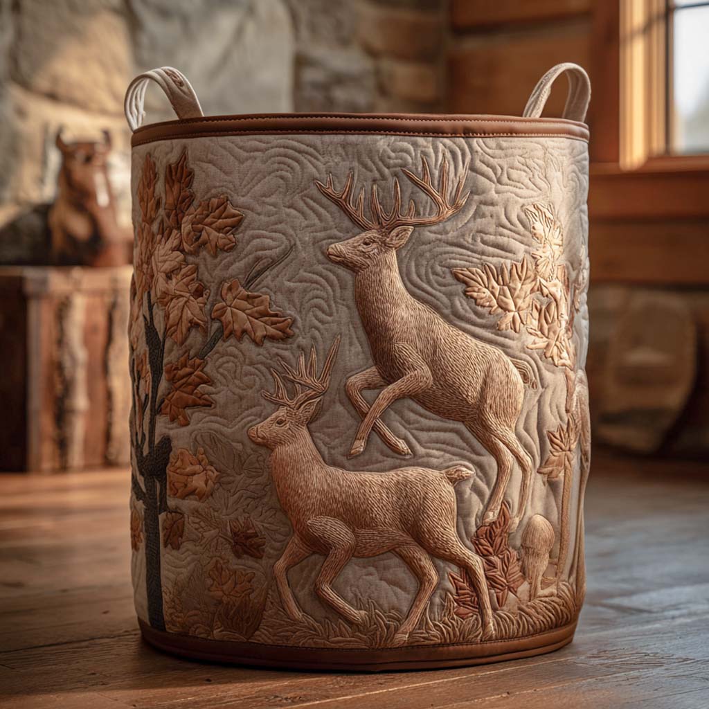 Quilted laundry basket with natural landscape NCU0NXD053