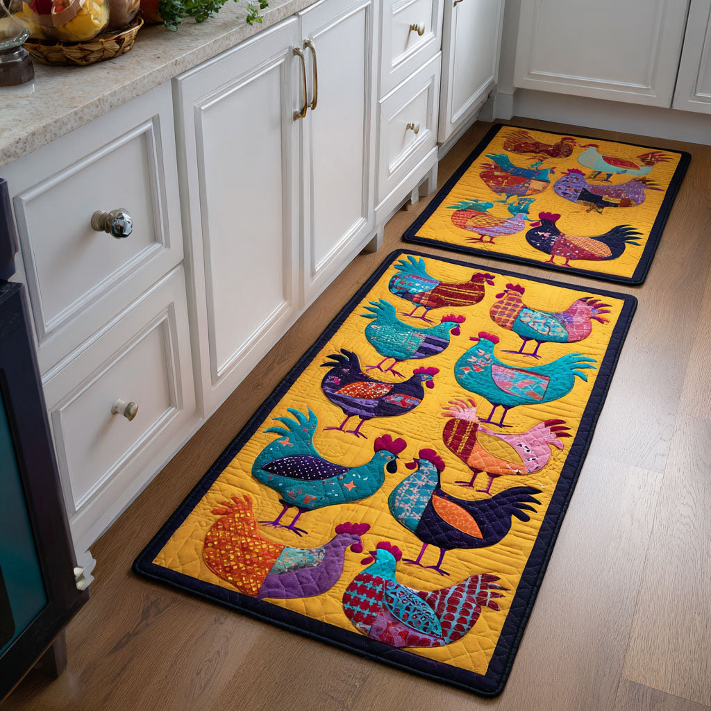 Non-slip kitchen rug with decorative chickens NCU0DK11798