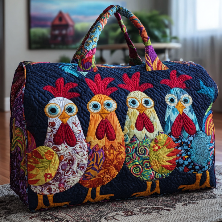Quilted Travel Bag with Colourful Chickens NCU0DK9806
