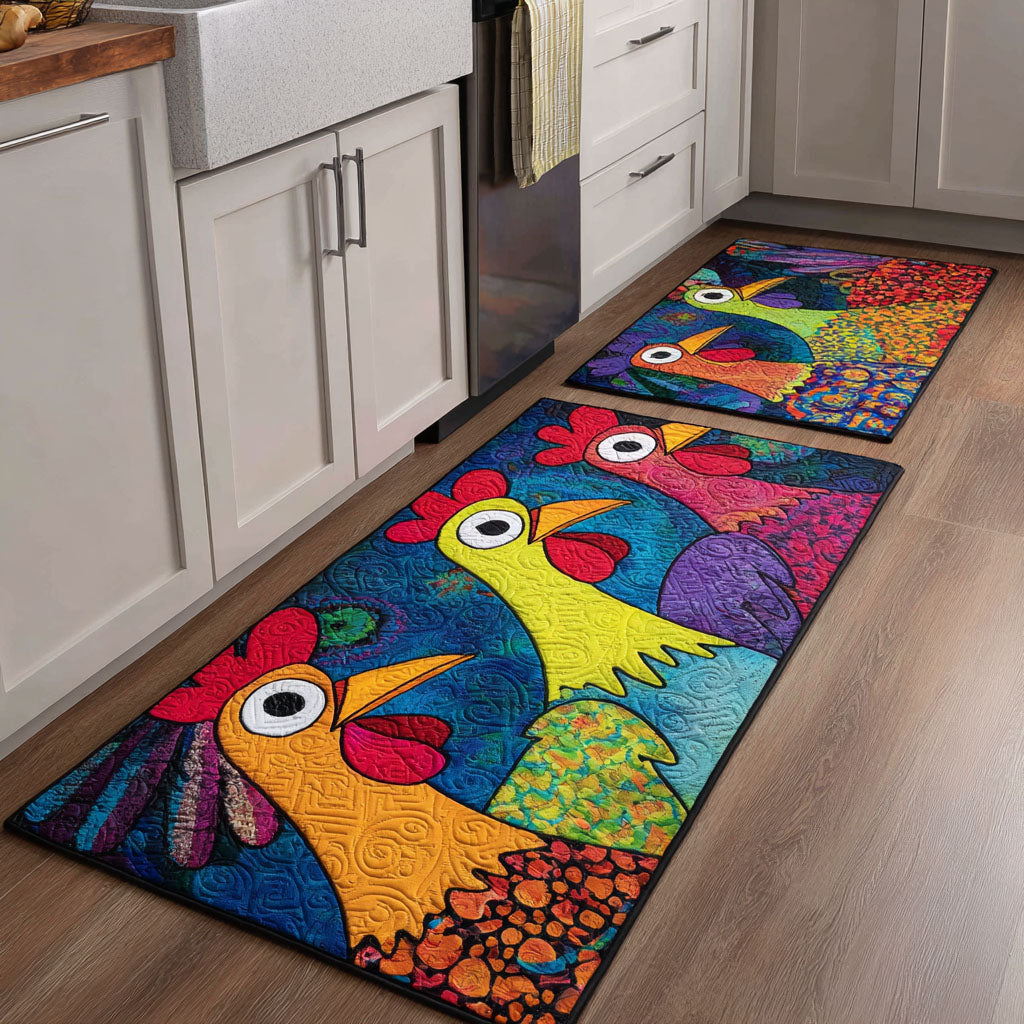 Non-slip kitchen rug with decorative hens NCU0DK11804