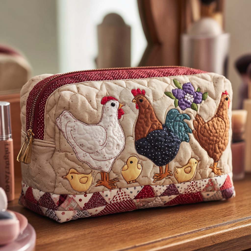 Quilted beauty case with hen in the nest NCU0NT10545