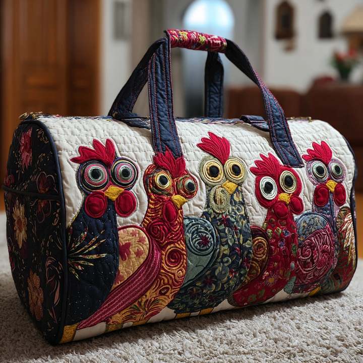 Quilted Travel Bag with Country Chickens NCU0DK9805