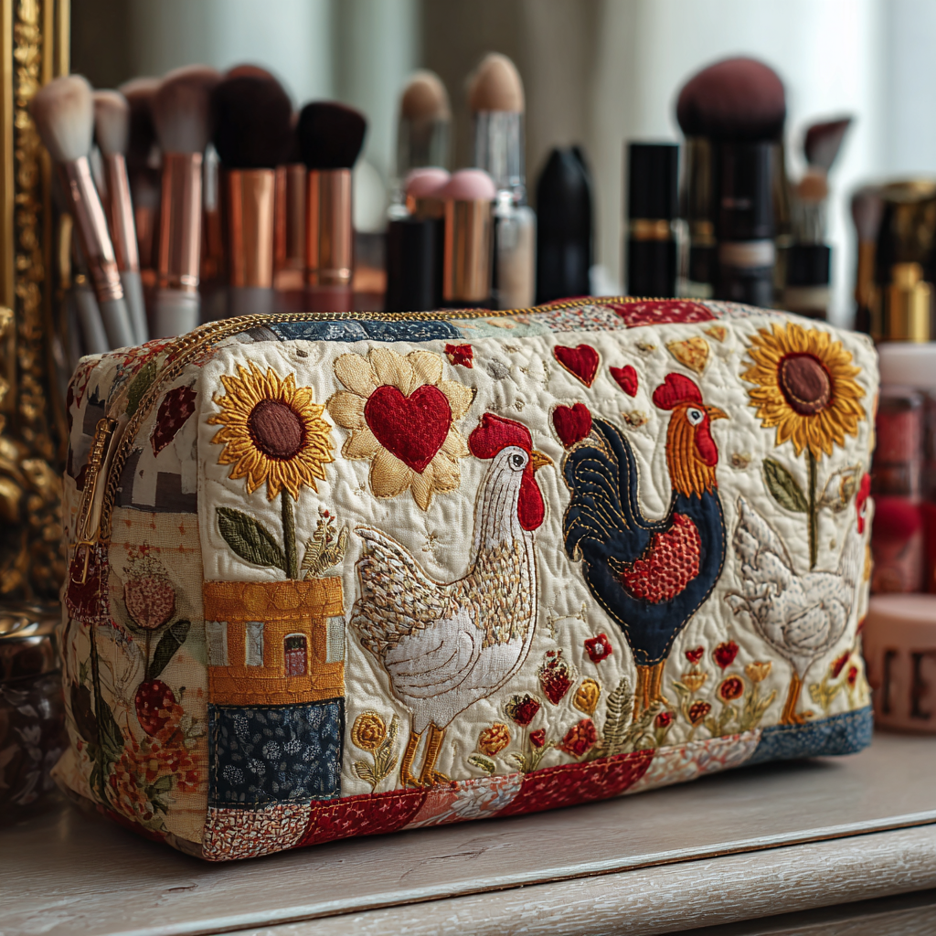 Quilted beauty case with hens in the valley NCU0DK10291