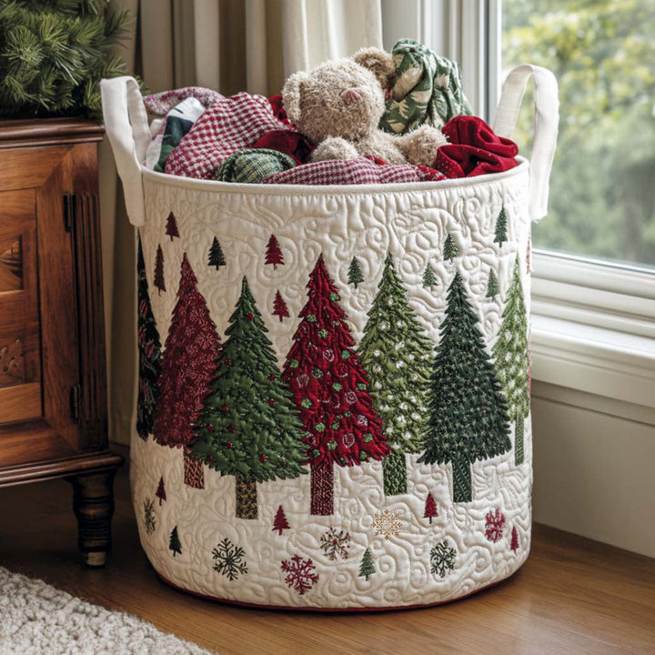 Quilted laundry basket with Christmas pattern NCU0NNT1558