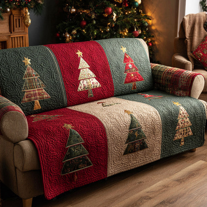 Quilted Sofa Cover with Christmas Pines NCU0TV841