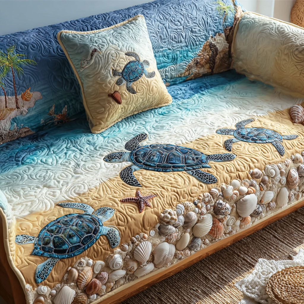 Quilted sofa cover with coastal pattern NCU0PT9703