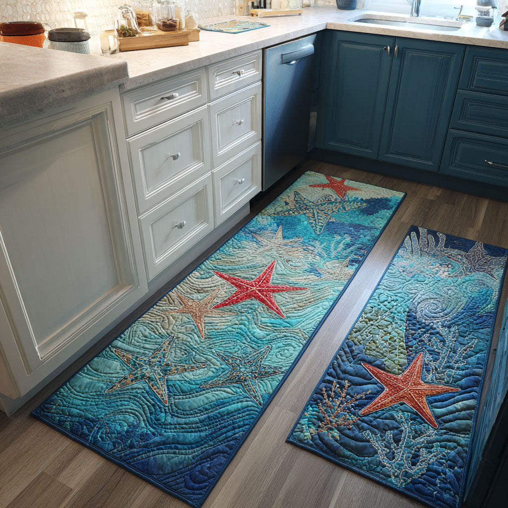 Non-slip kitchen rug with coastal path NCU0DK11815