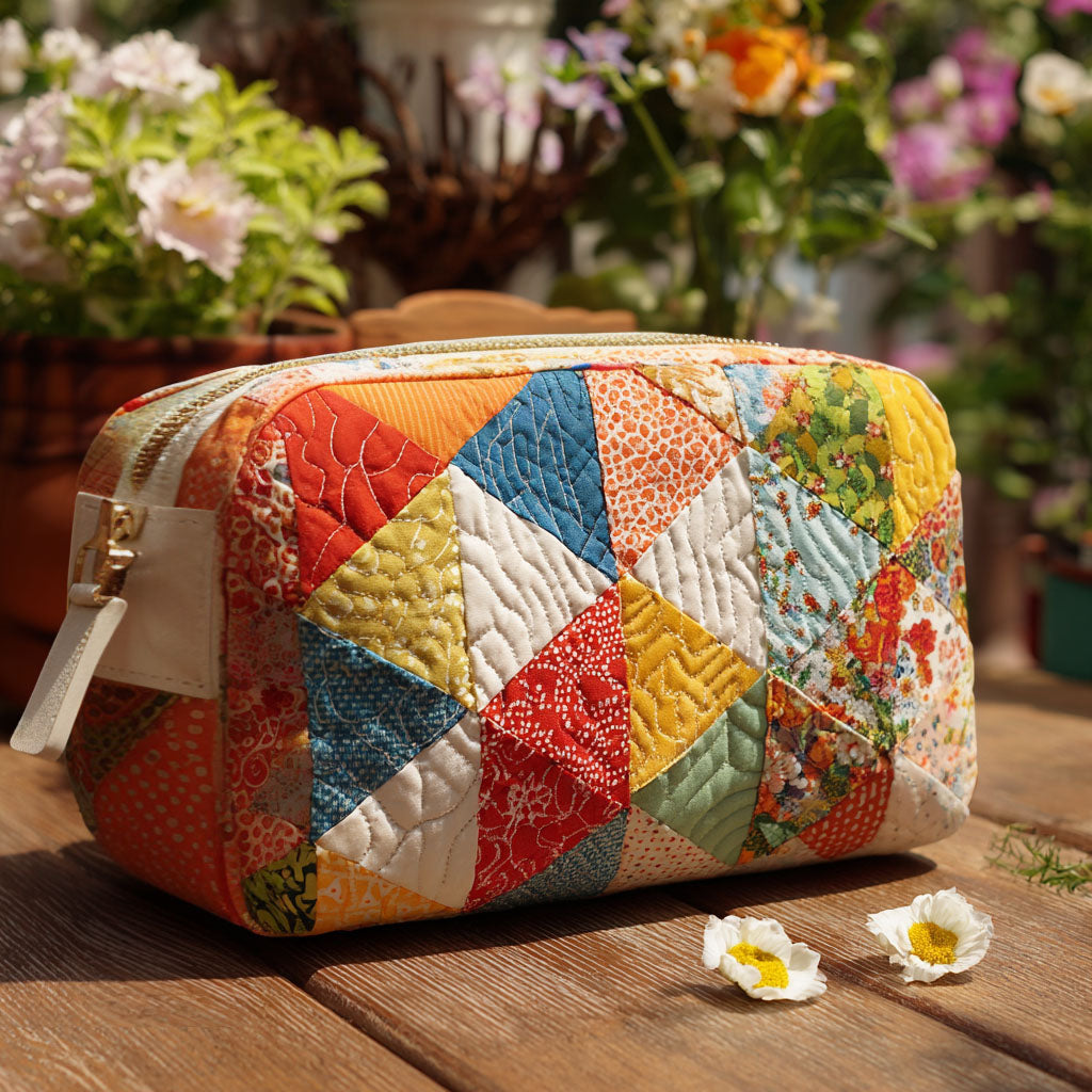 Quilted beauty case with colorful retro pattern NCU0PT9282