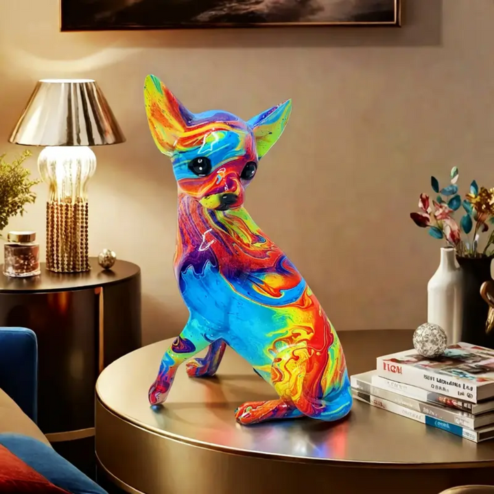 Chihuahua Table Lamp in Colorful Resin