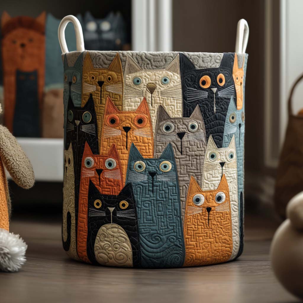 Quilted laundry basket with colorful pattern NCU0NNT1836