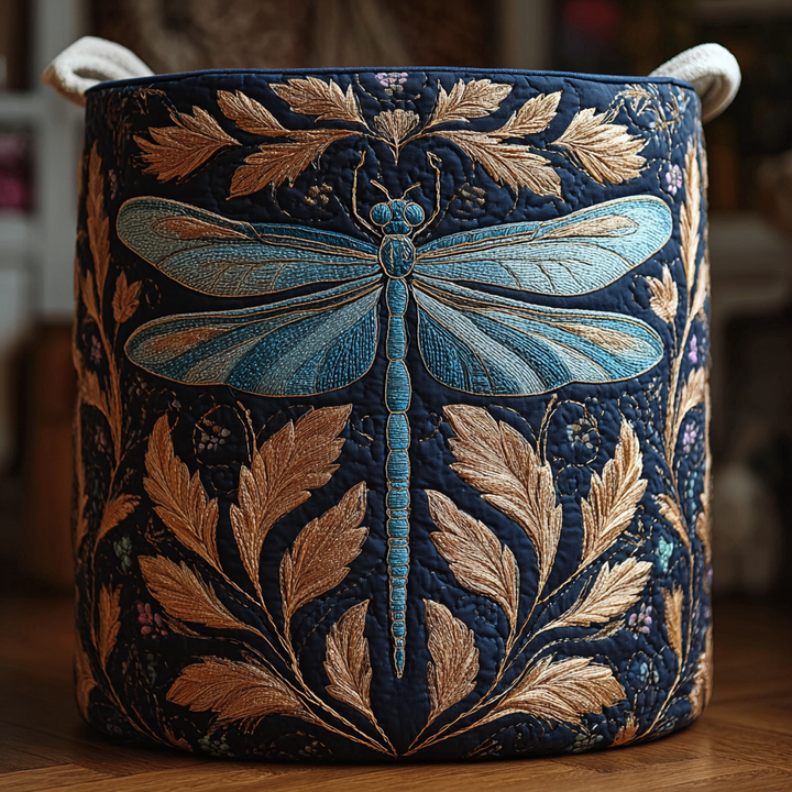 Quilted laundry basket with dragonflies NCU0DDK1159