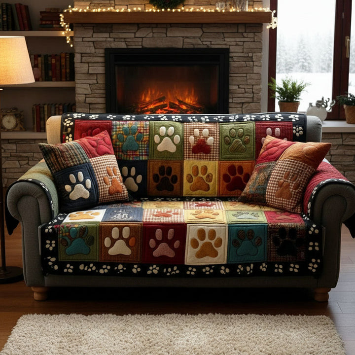 Quilted sofa cover with paw prints NCU0TV871