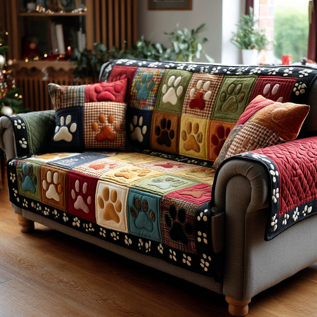 Quilted sofa cover with paw prints NCU0VT342