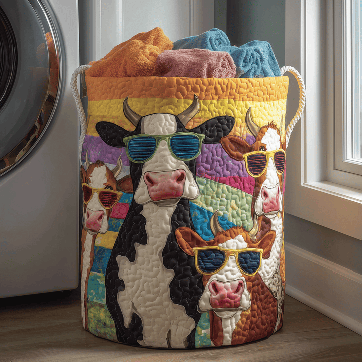 Quilted laundry basket with Highland cow NCU0TH2915