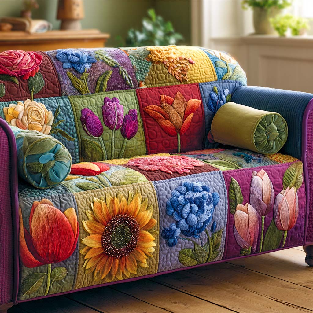 Quilted hippie style sofa cover NCU0VT292