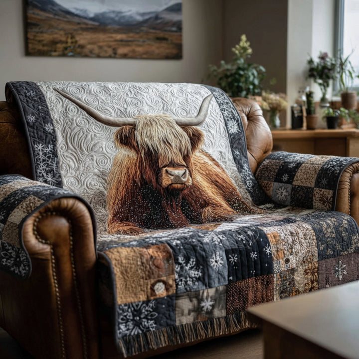 Quilted sofa cover with Highland cow NCU0HH1179