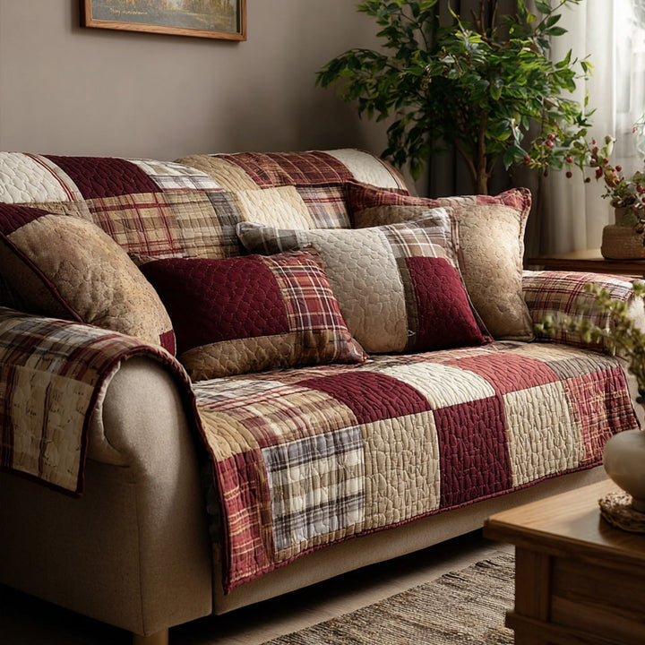Quilted Patchwork Rustic Sofa Cover NCU0VT365