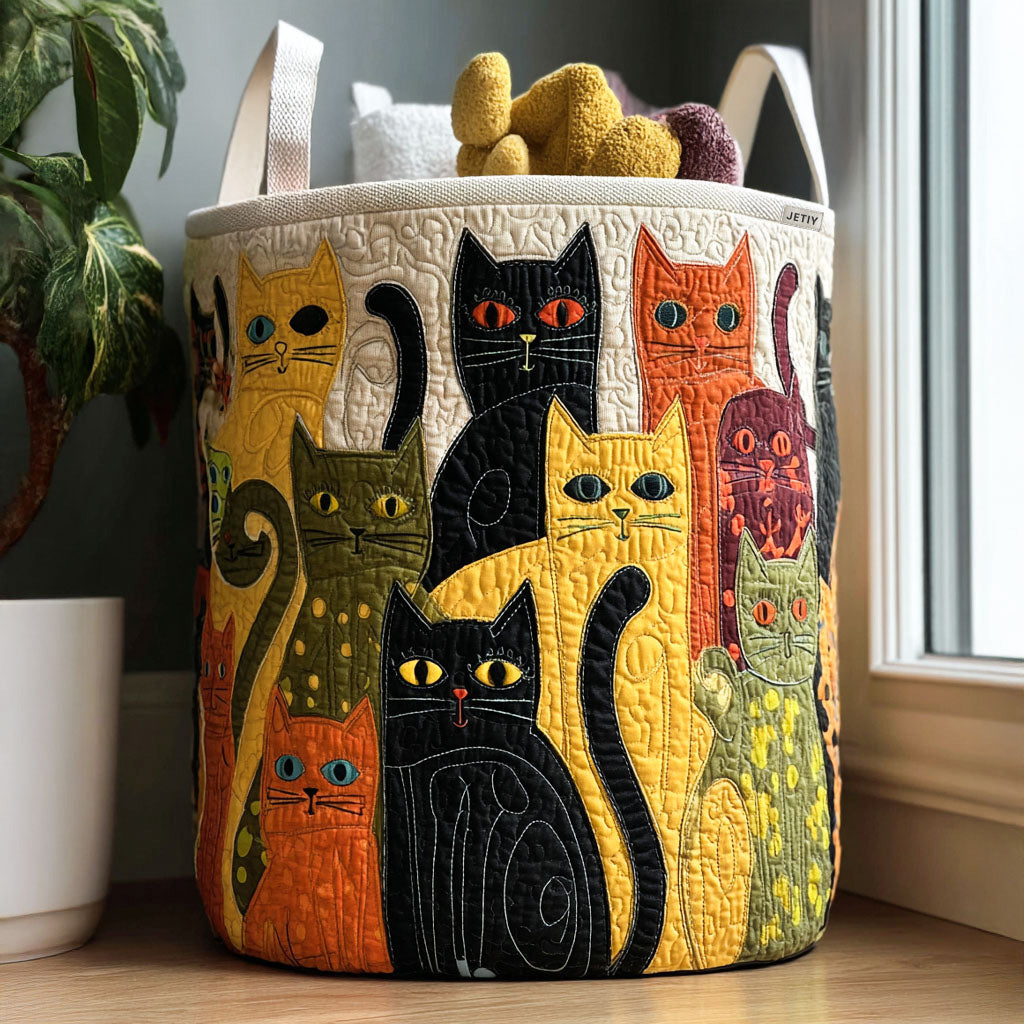 Quilted Cat-Shaped Laundry Basket NCU0QN019