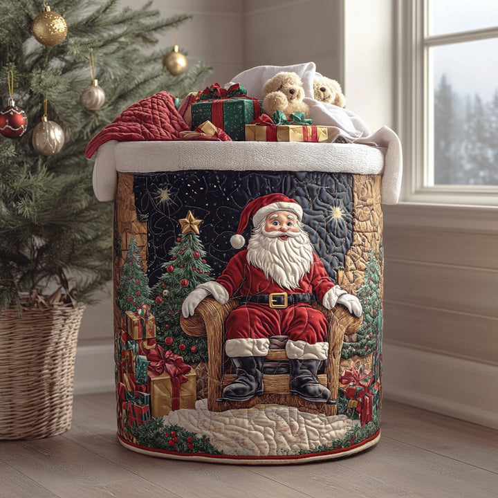 Quilted laundry basket with Christmas pattern NCU0QN028