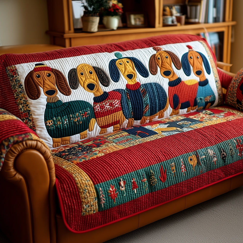 Quilted sofa cover with dachshund NCU0TH3701