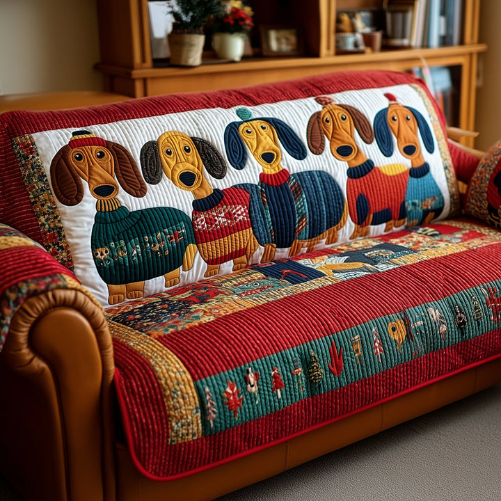 Quilted sofa cover with dachshund NCU0TH3701