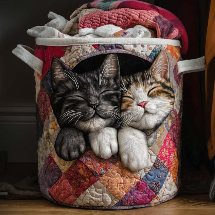 Quilted laundry basket with cute couple NCU0NNT1838