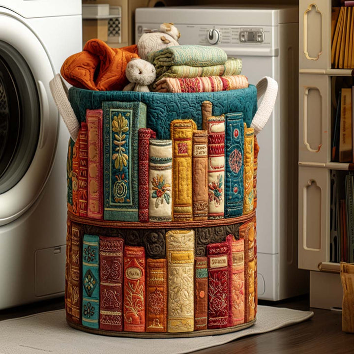 Padded laundry basket with literary pattern NCU0NNT1121
