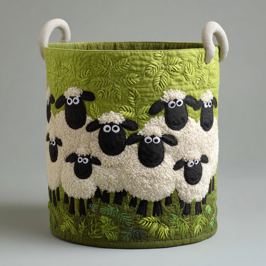Padded laundry basket with sheep NCU0DDK1806