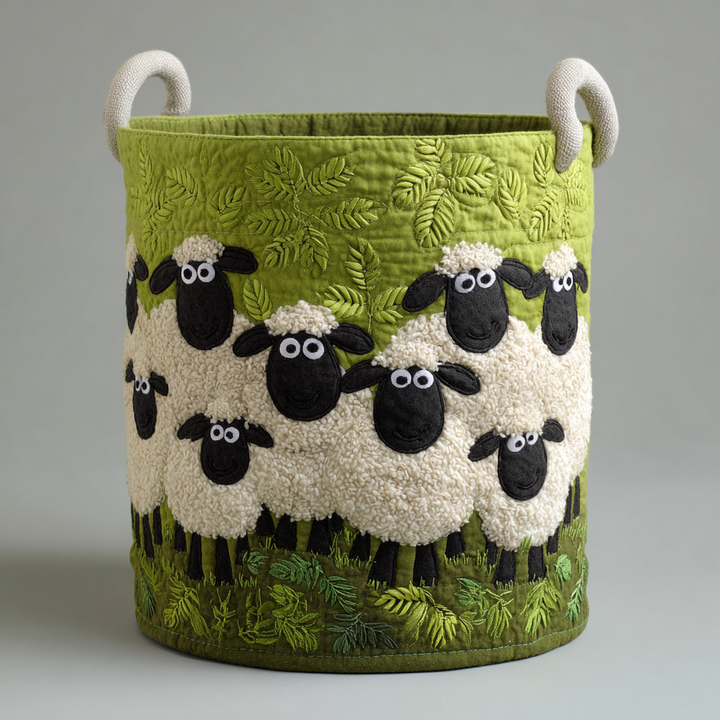 Padded laundry basket with sheep NCU0DDK1806