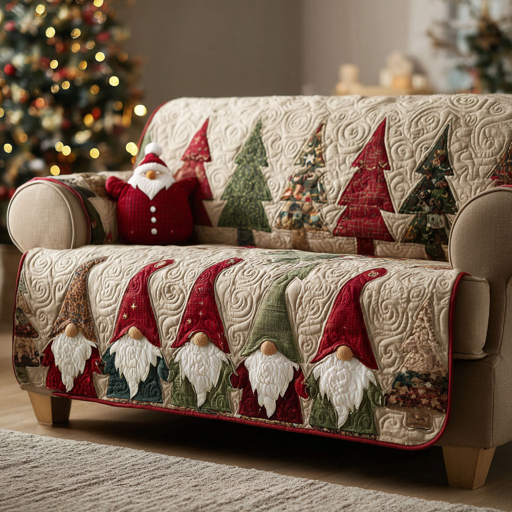 Quilted sofa cover with crimson gnome NCU0TV653