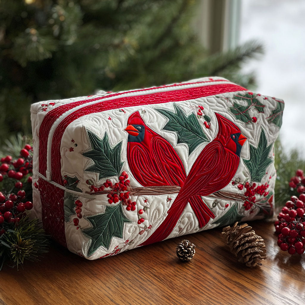 Quilted beauty case with crimson flower NCU0PT9270