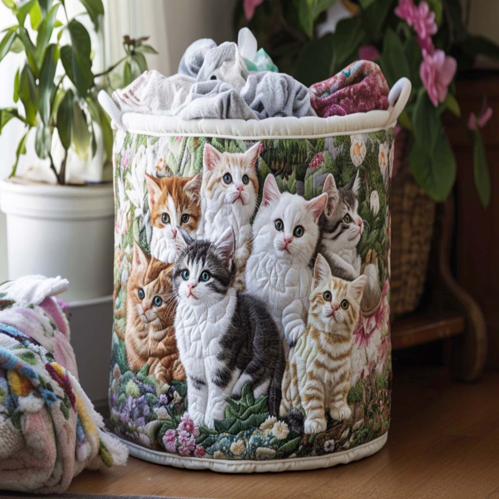 Quilted laundry basket with decorative prints NCU0NNT1328