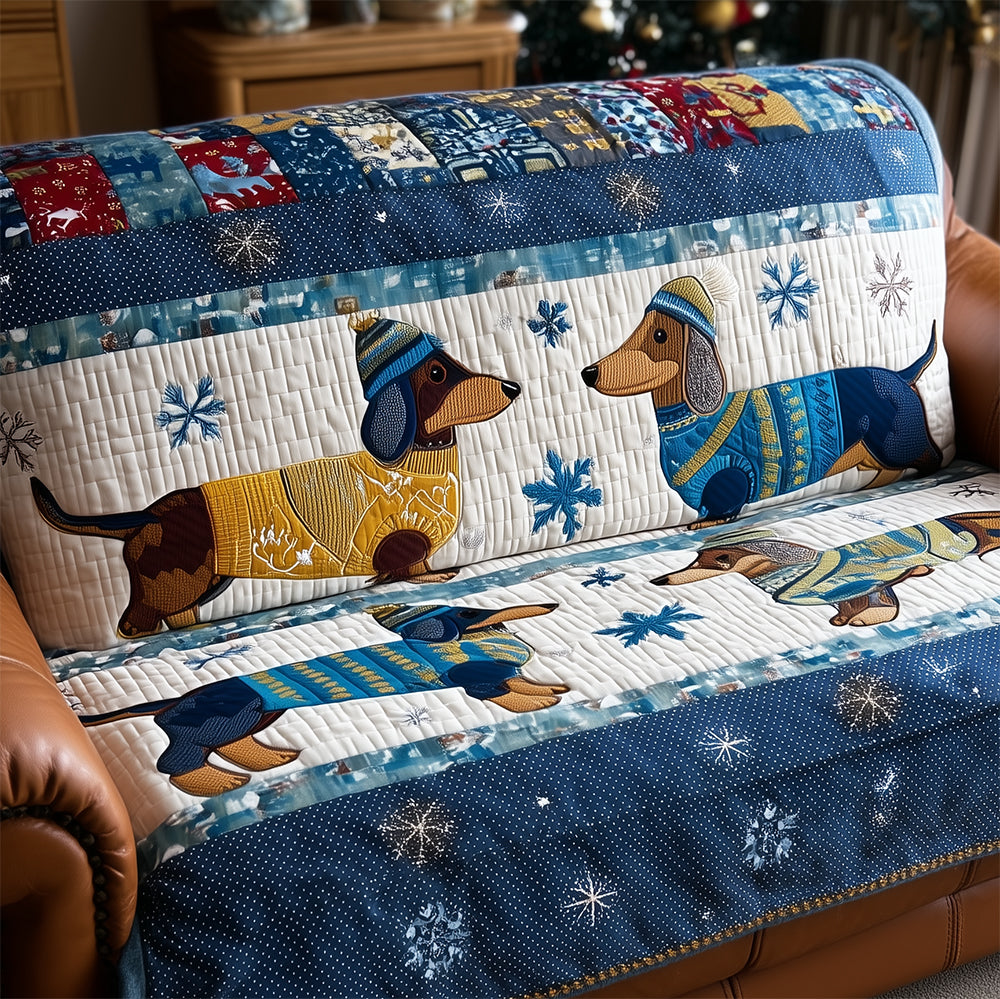 Quilted sofa cover with a pair of dachshunds NCU0TH3703