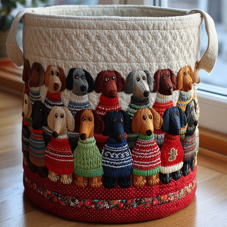Padded Laundry Basket with Dachshund NCU0DV1632