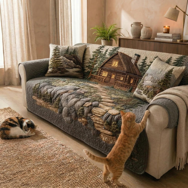 Quilted sofa cover with forest pattern NCU0TD1797