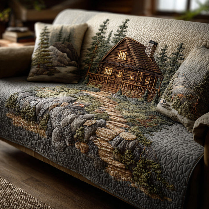 Quilted sofa cover with forest pattern NCU0VT360