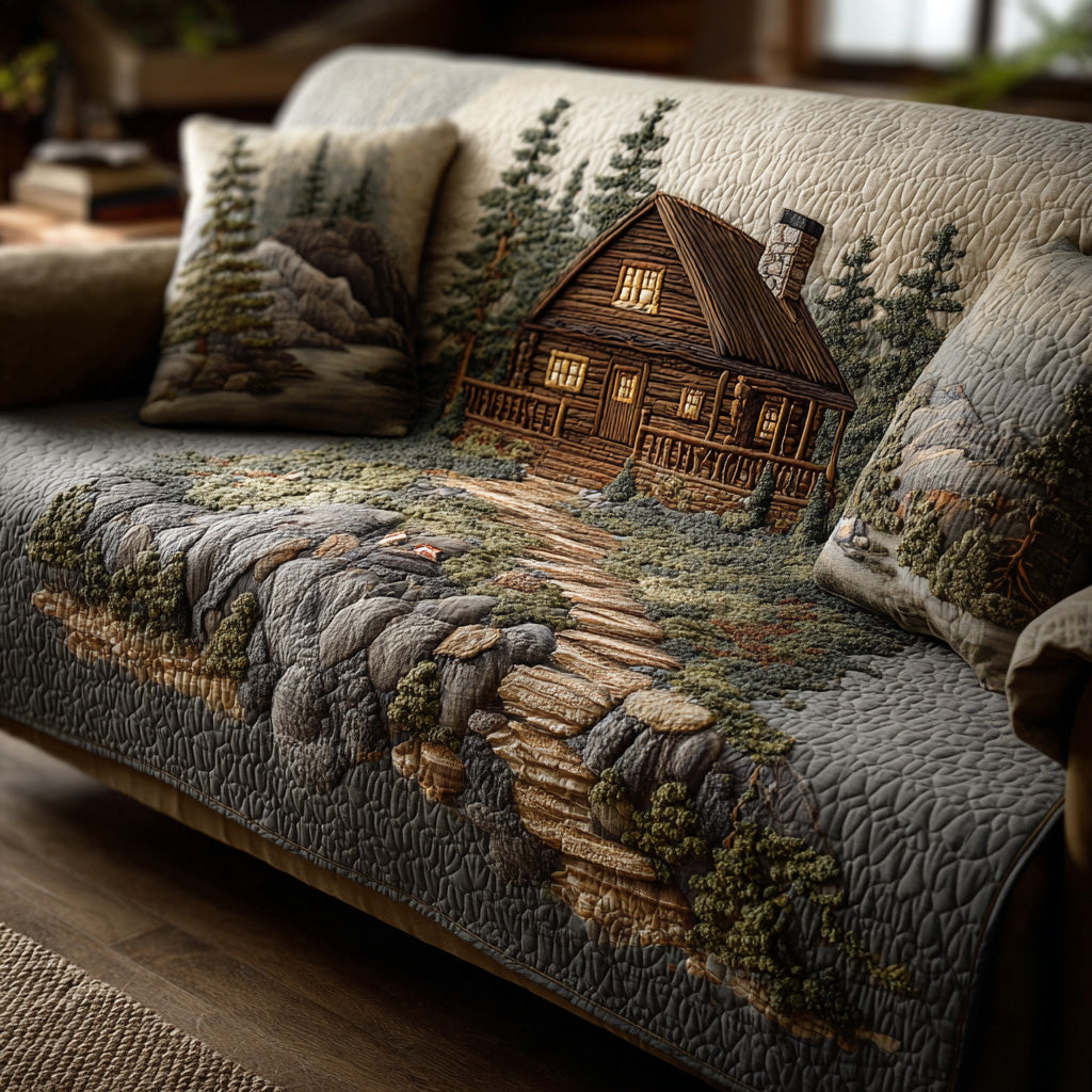 Quilted sofa cover with forest pattern NCU0TD1797